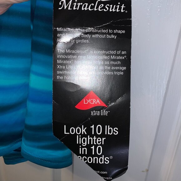 Miraclesuit Women's Draped Tankini Top Size 8 NEW Blue Slimming Vacation USA - Picture 4 of 8